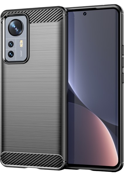 Xiaomi 12 Pro 5g /12S Pro 5g /12 Pro (Boyut) 5g Tpu Kılıf Fırçalanmış Yüzey 1.8mm Karbon Fiber Doku Çizgi Anti-Çizgiye Dönüş (Yurt Dışından)