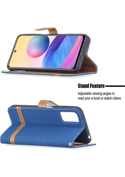 Xiaomi Redmi Için Note 10 5g/poco M3 Pro 4g/poco M3 Pro 5g Kot Pantolon Ekleme Deri Cüzdan Standı Telefon Kapağı-Baby Mavi (Yurt Dışından)