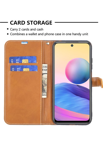 Xiaomi Redmi Için Note 10 5g/poco M3 Pro 4g/poco M3 Pro 5g Kot Pantolon Ekleme Deri Cüzdan Standı Telefon Kapağı-Baby Mavi (Yurt Dışından) modelleri