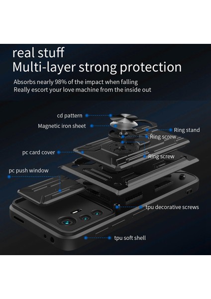 Xiaomi 12 Pro 5G/12S Pro 5g/12 Pro (Boyut) Için Kickstand Telefon Kasası 5g, Sıyırılabilir Kart Tutucu Pc+Tpu Hibrit Kapak (Yurt Dışından) fiyatları