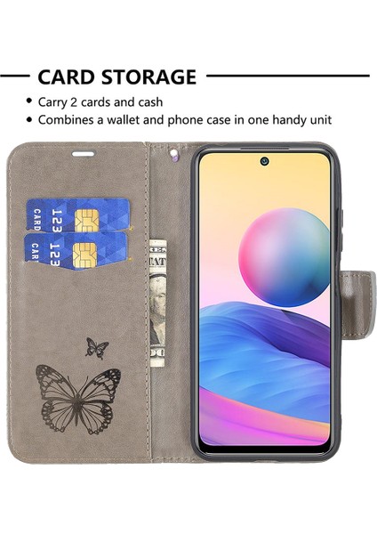 Baskı Kelebek Deri Deri Şok Geçirmez Koruyucu Folio Folio Cüzdan Kılıfı Xiaomi Redmi Note 10 5g /poco M3 Pro 5g /4g-Gre (Yurt Dışından) modelleri
