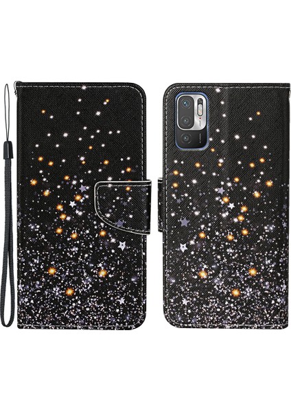Çapraz Doku Deseni Baskı Şok Geçirmez Iyi Korumalı Anti-Damla Deri Telefon Standı Kapak Kasası Xiaomi Poco M3 Pro 4g/5g/redmi Için Cüzdan (Yurt Dışından)