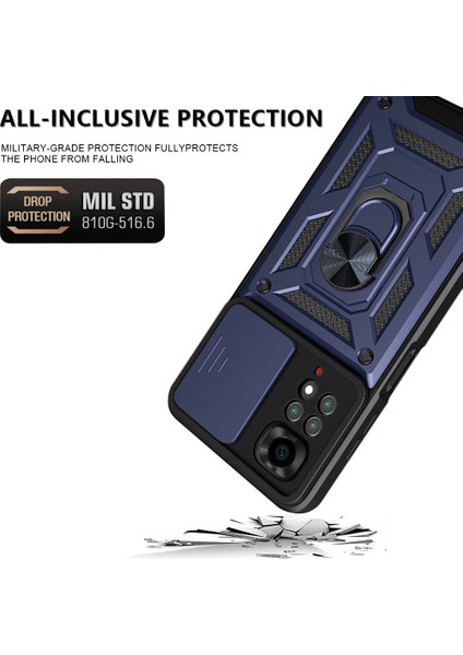 Xiaomi Için Redmi Note 11S 4g Şok Geçirmez Pc+Tpu Hibrid Slayt Kamera Kapağı Dönen Kickstand-Mavi ile Tüy Cep Telefonu Koruyucu (Yurt Dışından) fiyatları