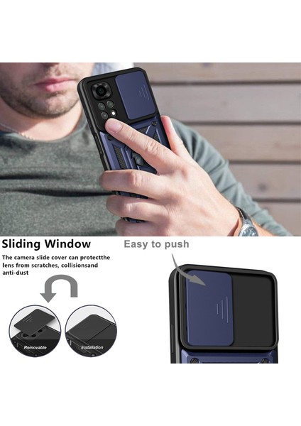 Xiaomi Için Redmi Note 11S 4g Şok Geçirmez Pc+Tpu Hibrid Slayt Kamera Kapağı Dönen Kickstand-Mavi ile Tüy Cep Telefonu Koruyucu (Yurt Dışından) fırsatları