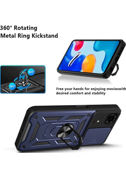 Xiaomi Için Redmi Note 11S 4g Şok Geçirmez Pc+Tpu Hibrid Slayt Kamera Kapağı Dönen Kickstand-Mavi ile Tüy Cep Telefonu Koruyucu (Yurt Dışından) indirimleri