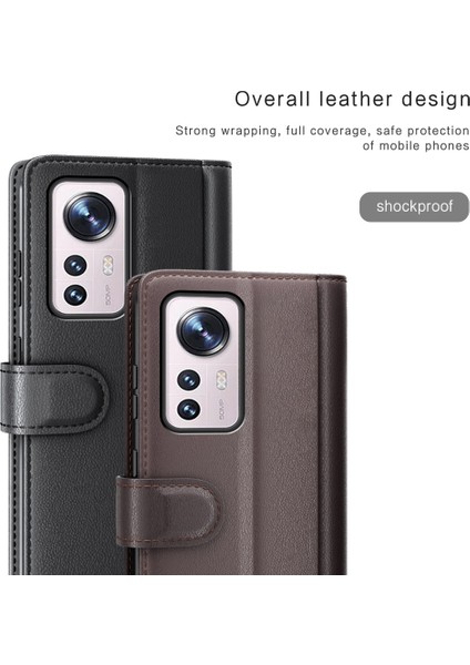 Xiaomi 12 Pro 5G/12S Pro 5g/12 Pro (Boyut) 5g Flip Cüzdan Kılıfı Bölünmüş Orijinal Deri Manyetik Kapanma Stand Folio Koruyucu Kapak Kahverengi (Yurt Dışından) indirimleri