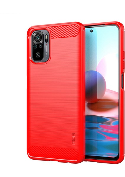 Xiaomi Redmi Için Karbon Fiber Fırça Tpu Kapağı Not 10 4g/redmi Not 10S/POCO M5S 4g-Red (Yurt Dışından)