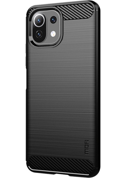 Xiaomi Mi 11 Lite 4g/5g/11 Lite 5g Ne-Black Için Karbon Fiber Fırçalanmış Yumuşak Tpu Kapağı (Yurt Dışından)