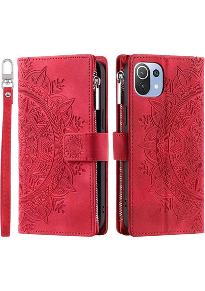 Xiaomi 11 Lite 5g Ne/mı 11 Lite 5g/4g Fermuarlı Cep Telefonu Kasası Mandala Çiçek Baskılı Pu Deri Standı Kapak Birden Fazla Kart Yuvası Cüzdan-Rose (Yurt Dışından) fiyatları