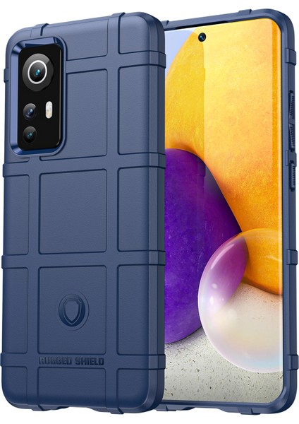 Sağlam Kare Izgara Tasarımı Kalınlaştırılmış Tpu Tpu Anti-Çizelge Absorpsiyon Kapağı Xiaomi 12 5G/12X 5G/12S 5g-Blue (Yurt Dışından)