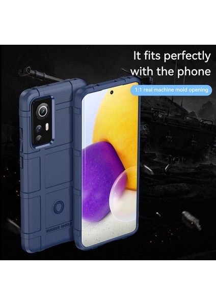 Sağlam Kare Izgara Tasarımı Kalınlaştırılmış Tpu Tpu Anti-Çizelge Absorpsiyon Kapağı Xiaomi 12 5G/12X 5G/12S 5g-Blue (Yurt Dışından) fiyatları