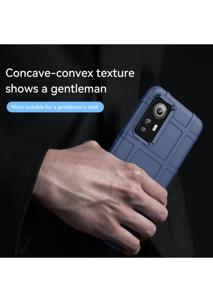 Sağlam Kare Izgara Tasarımı Kalınlaştırılmış Tpu Tpu Anti-Çizelge Absorpsiyon Kapağı Xiaomi 12 5G/12X 5G/12S 5g-Blue (Yurt Dışından) indirimleri