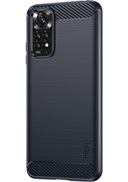 Xiaomi Redmi Için Not 11 4g (Qualcomm)/not 11S 4g Tpu Koruyucu Fırçalanmış Yüzey Karbon Fiber Cep Telefon Kılıfı Kapak Mavisi (Yurt Dışından)