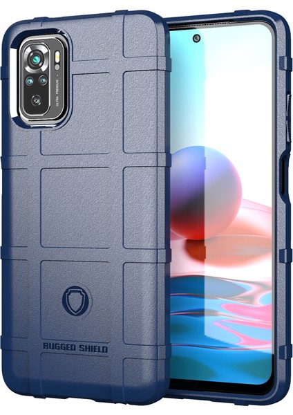 Xiaomi Poco M5S Için 4g/redmi Not 10 4g/not 10S 4g Şok Emilebilen Engebeli Kare Izgara Tpu Arka Kasa Mavisi (Yurt Dışından)