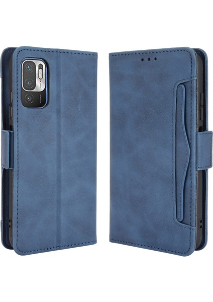 Çoklu Kart Yuvası Stand Tasarım Cüzdan Deri Telefon Kılıfı Xiaomi Redmi Note 10 5g/poco M3 Pro 5g/4g-Blue (Yurt Dışından) fiyatları