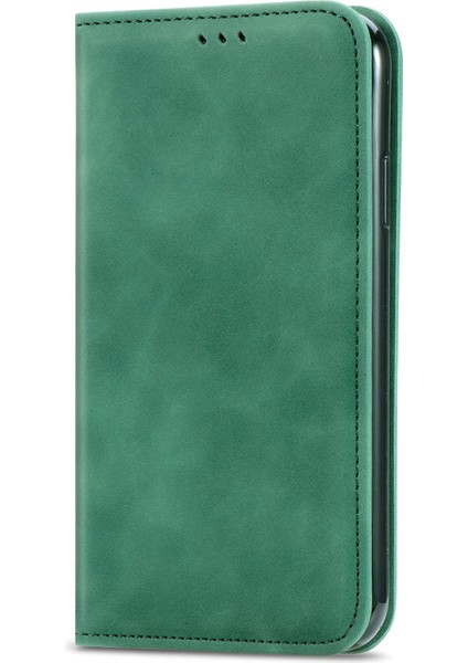 Xiaomi Için Redmi Note 11S 4g 2022 (Mediatek Helio G96) Cilt Dokunuşma His Pu Deri Retro Kasa Kartı Yuvaları Manyetik Emilim Standı Flip Kapak Yeşili (Yurt Dışından)