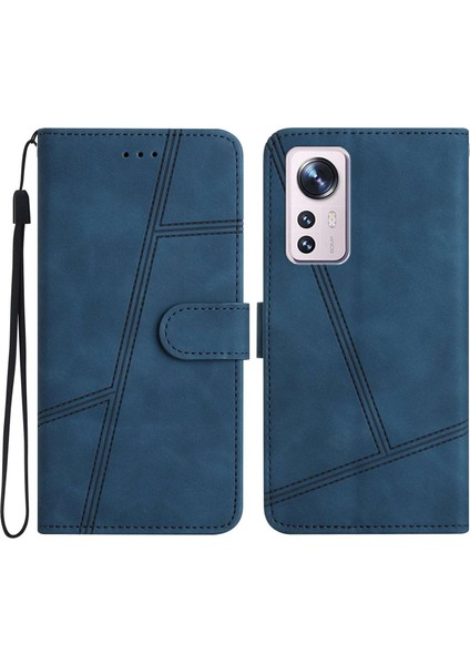 Xiaomi 12 Pro 5g/12 Pro (Boyutluk) 5G/12S Pro 5g Rahat Cilt Düzenli Hisset Telefon Kılıf Cüzdan Retro Pu Deri Baskılı Dikiş Hattı Dekor Telefon Kapak Mavisi (Yurt Dışından) fiyatları