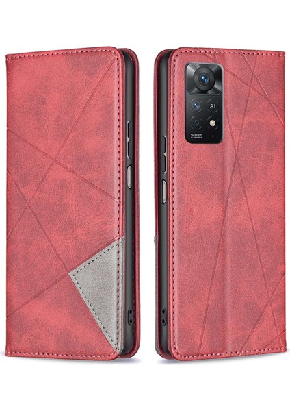 Xiaomi Redmi Için Note 12 Pro 4g/11 Pro 4g (Mediatek)/note 11 Pro 5g (Qualcomm) Basılı Pot Deri Kart Tutucu Stand Kılıf Kırmızısı (Yurt Dışından)