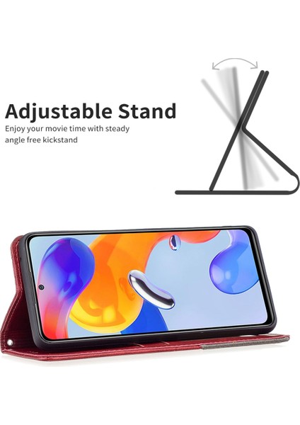 Xiaomi Redmi Için Note 12 Pro 4g/11 Pro 4g (Mediatek)/note 11 Pro 5g (Qualcomm) Basılı Pot Deri Kart Tutucu Stand Kılıf Kırmızısı (Yurt Dışından) modelleri