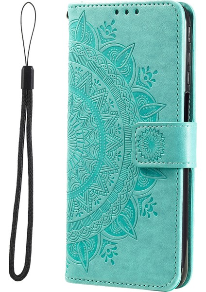 Xiaomi Redmi Not Not Note 12 Pro 4g/11 Pro 4g (Mediatek)/redmi Note 11 Pro 5g (Qualcomm) Pu Deri+Iç Tpu Kapak Stand Stand Mandala Çiçek Flip Cüzdan Kılıfı Kayış Yeşili (Yurt Dışından)