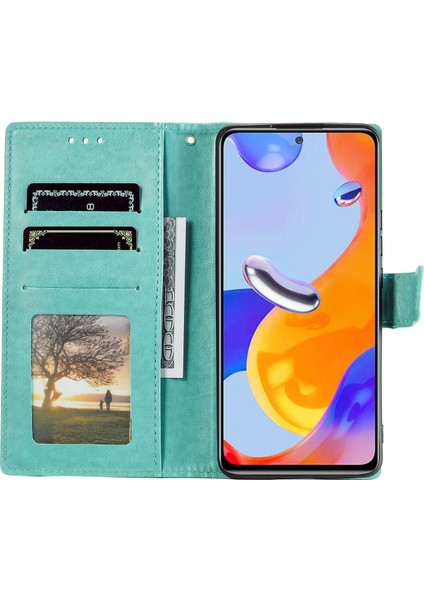 Xiaomi Redmi Not Not Note 12 Pro 4g/11 Pro 4g (Mediatek)/redmi Note 11 Pro 5g (Qualcomm) Pu Deri+Iç Tpu Kapak Stand Stand Mandala Çiçek Flip Cüzdan Kılıfı Kayış Yeşili (Yurt Dışından) modelleri