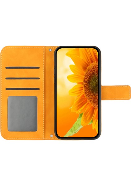 4U Sky Xiaomi 12 Pro 5g/12 Pro (Boyutluk) 5G/12S Pro 5g HT04 Baskılı Ayçiçeği Cüzdan Kılıf Cilt Touch Pu Deri Stand Telefon Kapağı Strap-Sarı (Yurt Dışından)