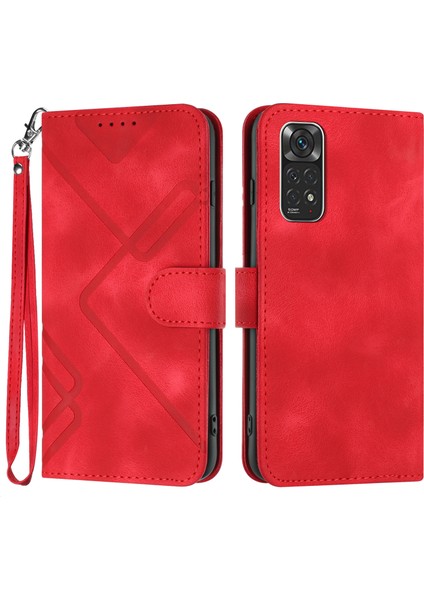 Xiaomi Redmi Için Note 11 4g (Qualcomm)/ Not 11S 4g Telefon Deri Kılıfı Baskılı Desen Cüzdan Stand Kapak Kırmızı (Yurt Dışından)