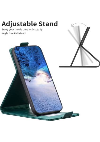 Xiaomi 11T Pro 5G/11T 5g Deri Damla Geçirmez Telefon Kılıfı Baskılı Kart Tutucu Dikey Flip Stand Kapak Yeşili (Yurt Dışından)