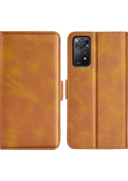 Xiaomi Redmi Için Note 12 Pro 4g/11 Pro 4g (Mediatek)/note 11 Pro 5g (Qualcomm) Dokulu Pu Deri Flip Case Çift Manyetik Toka Stand Cüzdan Telefon Kapağı Sarı (Yurt Dışından)