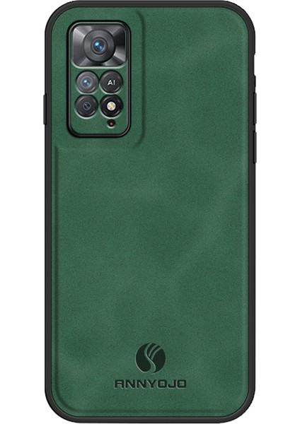 Xiaomi Redmi Için Annyojo Note 11 Pro 4g (Mediatek)/note 11 Pro 5g (Qualcomm) Pu Deri+Pc+Tpu Telefon Koruyucu Kılıf Metal Metal Yeşil Yeşil (Yurt Dışından)