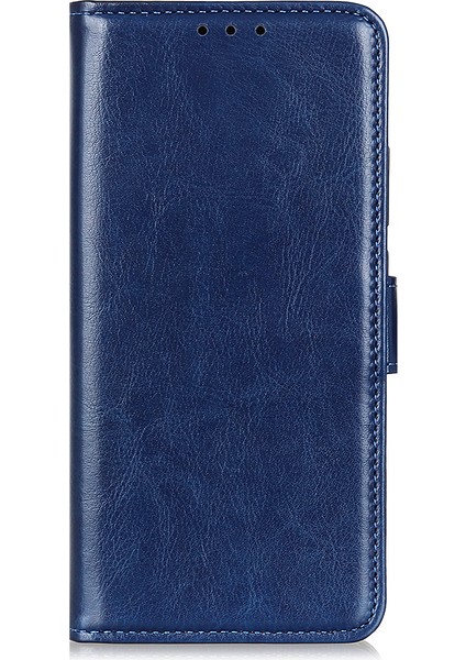 Xiaomi Redmi Için Note 12 Pro 4g/11 Pro 4g (Mediatek)/note 11 Pro 5g (Qualcomm) Çılgın At Doku Deri Magnicy Close Cover Card Yuvaları Stand Kitap Şok Geçirmez Kapak Mavisi (Yurt Dışından)