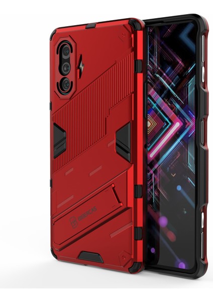 Pc+Tpu Drop Anti-Drop Hibrit Telefon Kılıfı Kapak Kickstand Tasarım ile Xiaomi Redmi K40 Gaming-Red (Yurt Dışından)