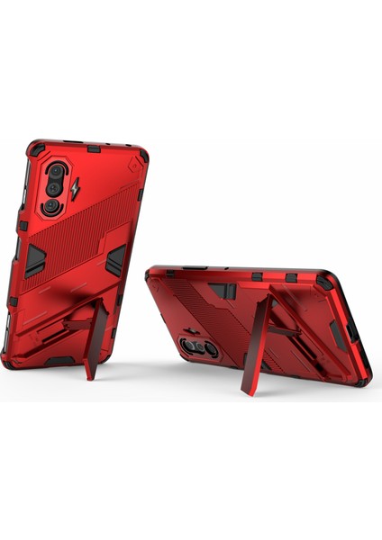 Pc+Tpu Drop Anti-Drop Hibrit Telefon Kılıfı Kapak Kickstand Tasarım ile Xiaomi Redmi K40 Gaming-Red (Yurt Dışından)