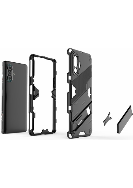 Pc+Tpu Drop Anti-Drop Hibrit Telefon Kılıfı Kapak Kickstand Tasarım ile Xiaomi Redmi K40 Gaming-Red (Yurt Dışından)