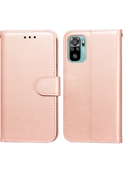 4U Sky Çift Taraflı Manyetik Toka Deri Cüzdan Standı Xiaomi Poco M5S Için Telefon Kasası Kabuğu 4g/redmi Not 10 4g/not 10S 4g-Rose Gold (Yurt Dışından)