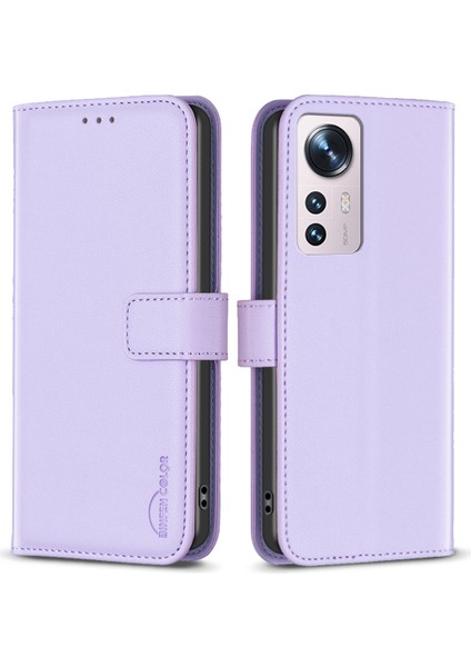 Xiaomi 12 5G/12X 5G/12S 5g Için 5g Anti-Dut Pu Deri Deri Cüzdan Stand Kılıfı Iç Tpu Kapak-Mor (Yurt Dışından)