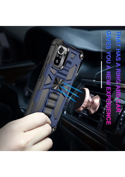 Zırh Şok Geçirmez Kickstand Pc Tpu Xiaomi Için Manyetik Metal Sayfalı Telefon Kılıfı Poco M5S 4g/redmi Note 10 4g/not 10S 4g -Blue (Yurt Dışından) fiyatları