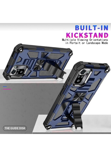 Zırh Şok Geçirmez Kickstand Pc Tpu Xiaomi Için Manyetik Metal Sayfalı Telefon Kılıfı Poco M5S 4g/redmi Note 10 4g/not 10S 4g -Blue (Yurt Dışından) fırsatları