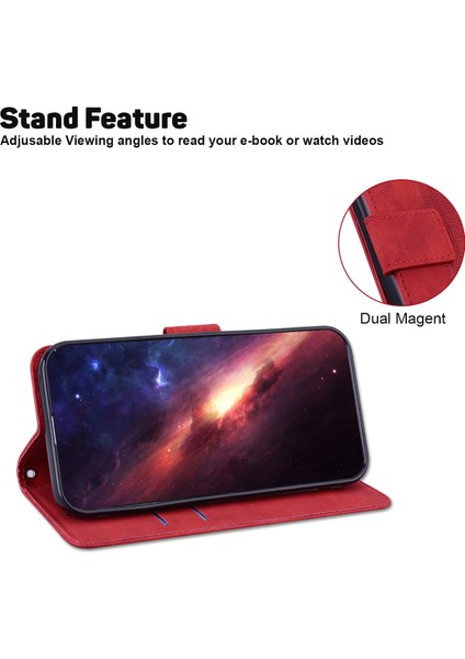 Xiaomi Redmi Için Note 12 Pro 4g/11 Pro 4g (Mediatek)/note 11 Pro 5g (Qualcomm) Cüzdan Stand Telefon Kılıfı Geometrisi Pu Luller Kapak-Kırmızı (Yurt Dışından) fırsatları