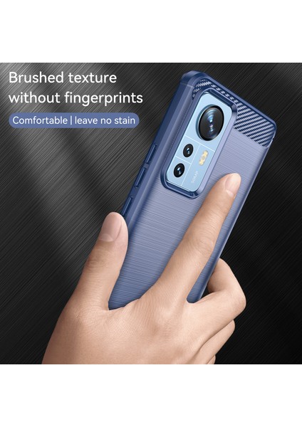 Xiaomi 12 Pro 5g /12S Pro 5g /12 Pro (Boyut) 5g Tpu Kılıf Fırçalanmış Yüzey 1.8mm Karbon Fiber Doku Çizgi Anti-Çizgi Toz Geçirmez Telefon Kapak Mavisi (Yurt Dışından) fırsatları