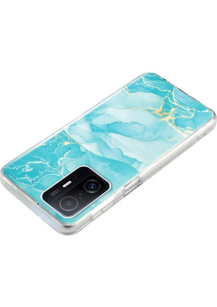 Xiaomi 11T Pro 5G/11T 5g Akıllı Telefon Yumuşak Tpu Koruyucu Kapak Imd Mermer Desen Damla Geçirmez Koruma Vaka Yeşili (Yurt Dışından)
