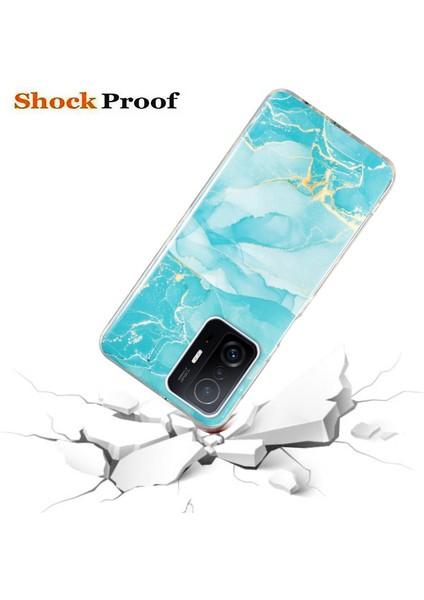 Xiaomi 11T Pro 5G/11T 5g Akıllı Telefon Yumuşak Tpu Koruyucu Kapak Imd Mermer Desen Damla Geçirmez Koruma Vaka Yeşili (Yurt Dışından)