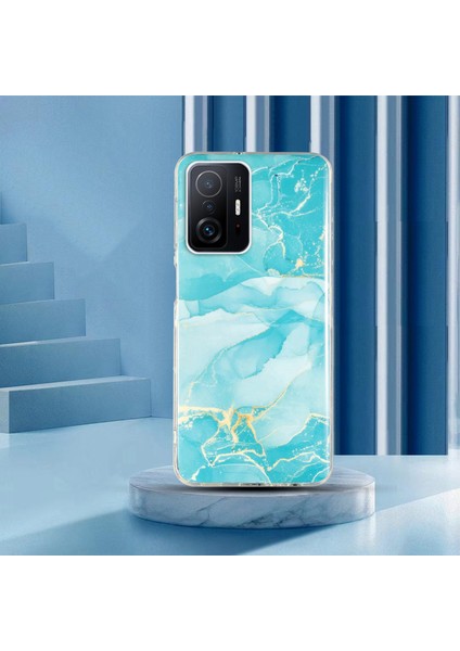 Xiaomi 11T Pro 5G/11T 5g Akıllı Telefon Yumuşak Tpu Koruyucu Kapak Imd Mermer Desen Damla Geçirmez Koruma Vaka Yeşili (Yurt Dışından)