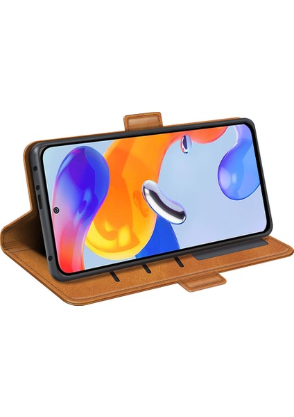 Xiaomi Redmi Için Note 12 Pro 4g/11 Pro 4g (Mediatek)/note 11 Pro 5g (Qualcomm) Dokulu Pu Deri Flip Case Çift Manyetik Toka Stand Cüzdan Telefon Kapağı Sarı (Yurt Dışından) indirimleri