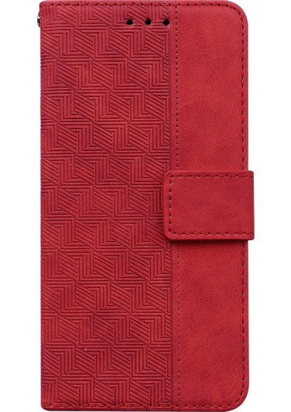 Xiaomi Redmi Için Note 11 4g (Qualcomm)/not 11S 4g Katlanabilir Stand Baskı Geometrisi Pu Öğrenme Cüzdan Kılıfı Manyetik Kapak Kapak-Kırmızı (Yurt Dışından) fiyatları