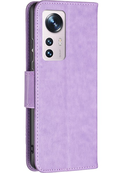 Xiaomi 12 5G/12X 5G/12S 5g Için Şık Çok Kelebek Baskılı Pu Deri Bilek Kayışı Kapak Cüzdan Stand Kılıf-Mor (Yurt Dışından) modelleri