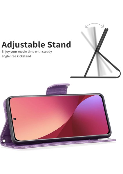 Xiaomi 12 5G/12X 5G/12S 5g Için Şık Çok Kelebek Baskılı Pu Deri Bilek Kayışı Kapak Cüzdan Stand Kılıf-Mor (Yurt Dışından) fırsatları