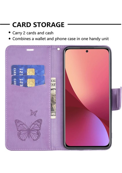 Xiaomi 12 5G/12X 5G/12S 5g Için Şık Çok Kelebek Baskılı Pu Deri Bilek Kayışı Kapak Cüzdan Stand Kılıf-Mor (Yurt Dışından) indirimleri