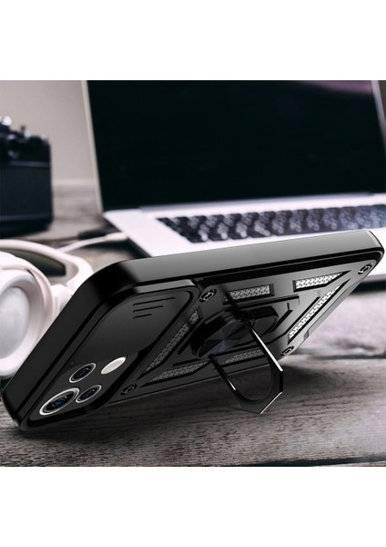 Şok Geçirmez Kamera Slayt Telefon Kasası Kapağı Xiaomi Mi 11 Lite 4g/5g/11 Lite 5g Ne -Silver Için Kickstand Ring Tutucu (Yurt Dışından) indirimleri