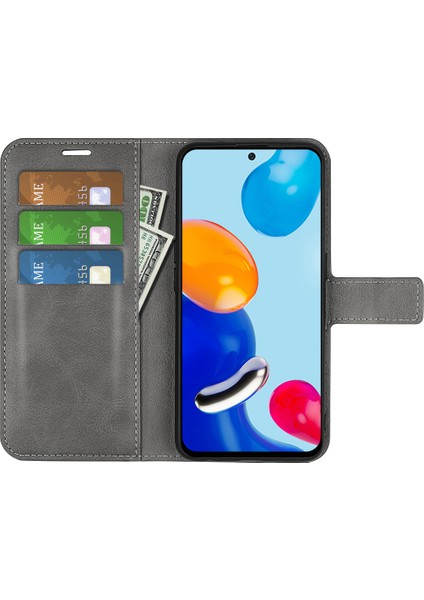 Xiaomi Için Redmi Note 11 4g (Qualcomm)/redmi Note 11S 4g Tam Koruma Dokulu Pu Deri Cüzdan Kılıfı Stand Manyetik Folio Telefon Kapak-Grey (Yurt Dışından) fırsatları